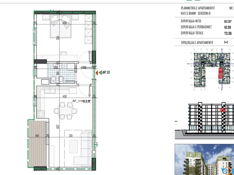 🏢 Apartament 1+1 në Shitje – Tabi Construction
